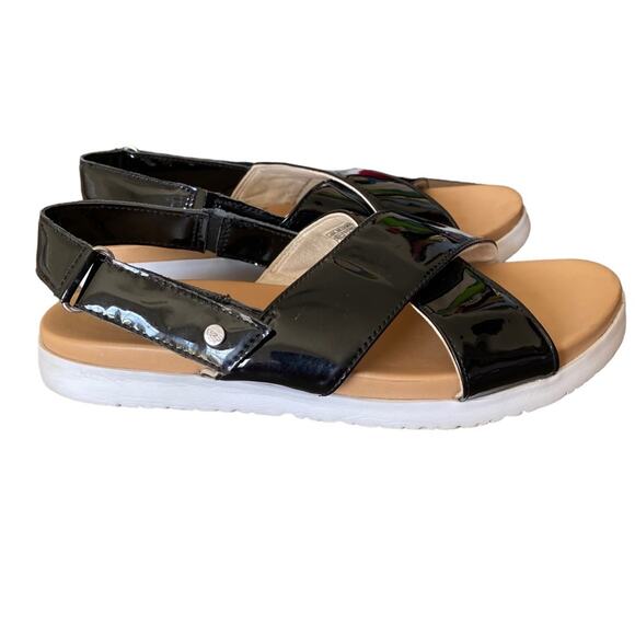 Ugg Kids Klara Black Patent Platform Sandals size 6 - Picture 2 of 8